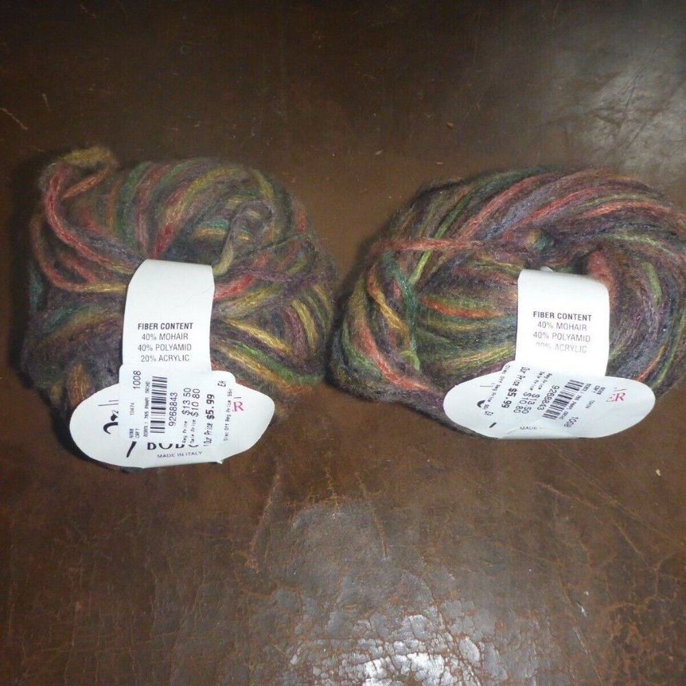 2 Balls Trendsetter Bobol Mohair Blend Yarn - Color #765 Pineapple Orchard